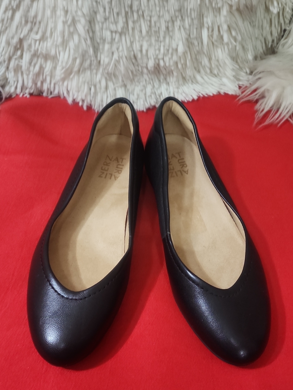 Naturalizer Vivienne Black Leather-Look Slip-On Ballet Flats